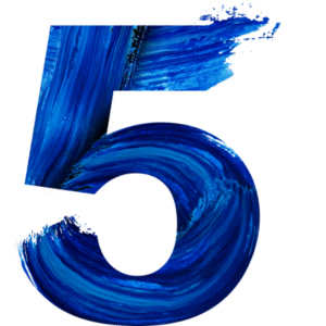 Bold painted number 5, representing the five days of the Savvy business storytelling sprint